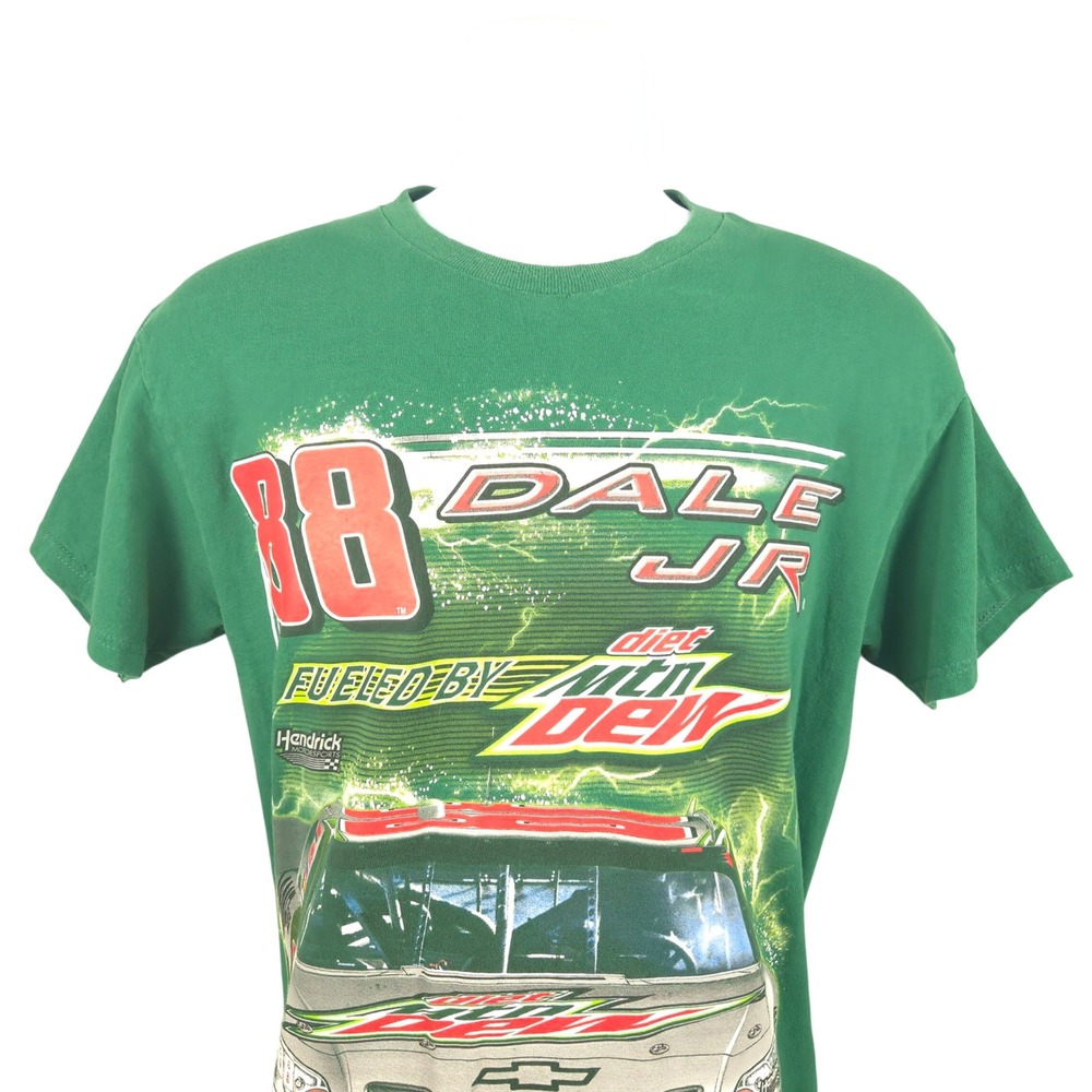 NASCAR Dale Jr 88‎ Diet Mountain Dew Double Sided Racing Graphic T-Shirt M